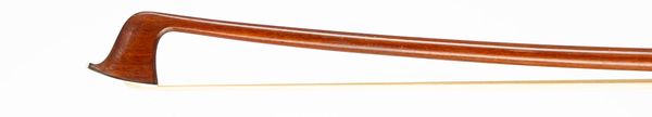 A nickel-mounted violin bow, branded Jas Tubbs