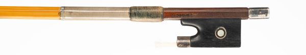 A silver-mounted cello bow, branded L. Cocker