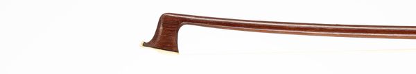 A child-sized nickel-mounted violin bow, branded Paesold