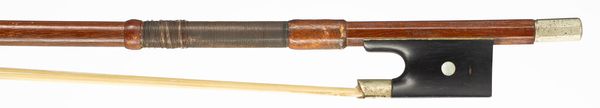 A nickel-mounted violin bow, branded Tubbs