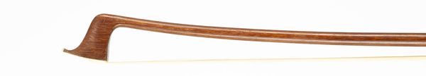A nickel-mounted violin bow, branded Tubbs
