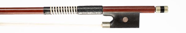 A nickel-mounted violin bow, branded Germany
