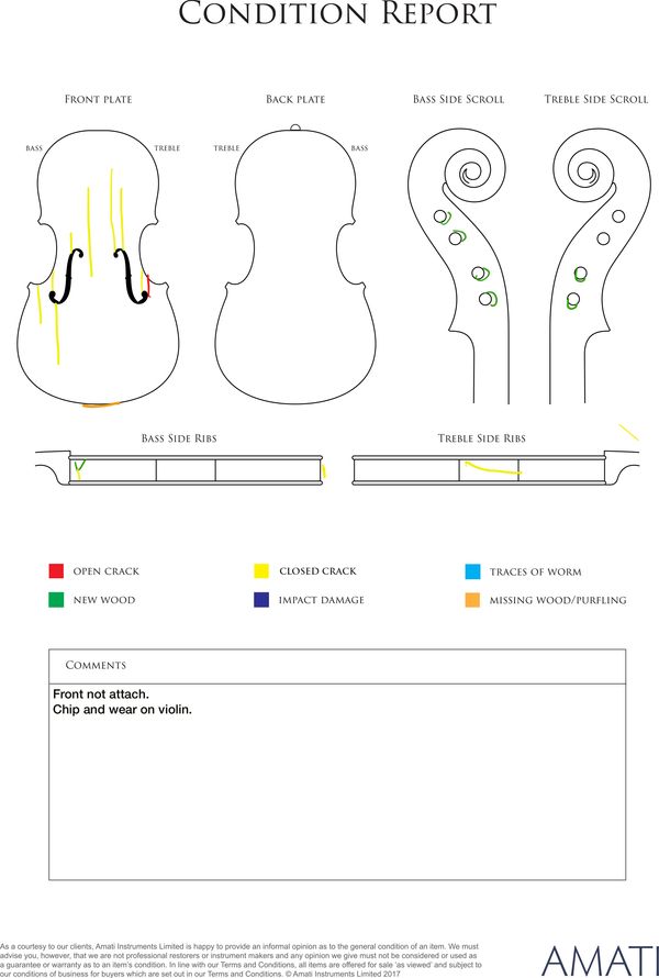 A violin, Workshop of Chappuy, France, 18th Century - condition report