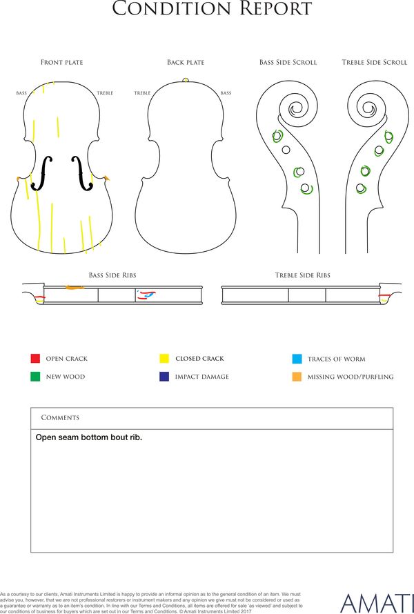A violin, Mittenwald, 18th Century - condition report