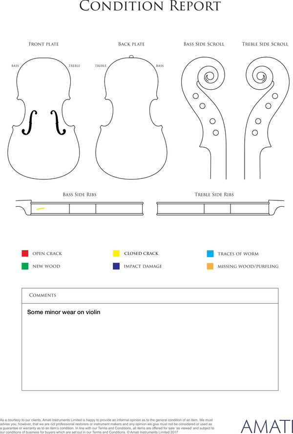 A violin, Workshop of E. Martin, Germany, 20th Century - condition report