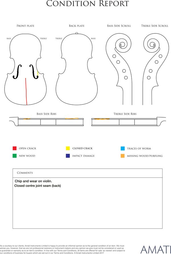 A violin, Workshop of Gustave Bazin, Mirecourt, circa 1890 - condition report