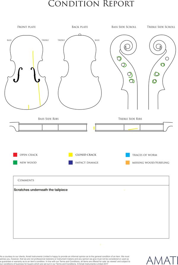 A violin, circa 1800 - condition report