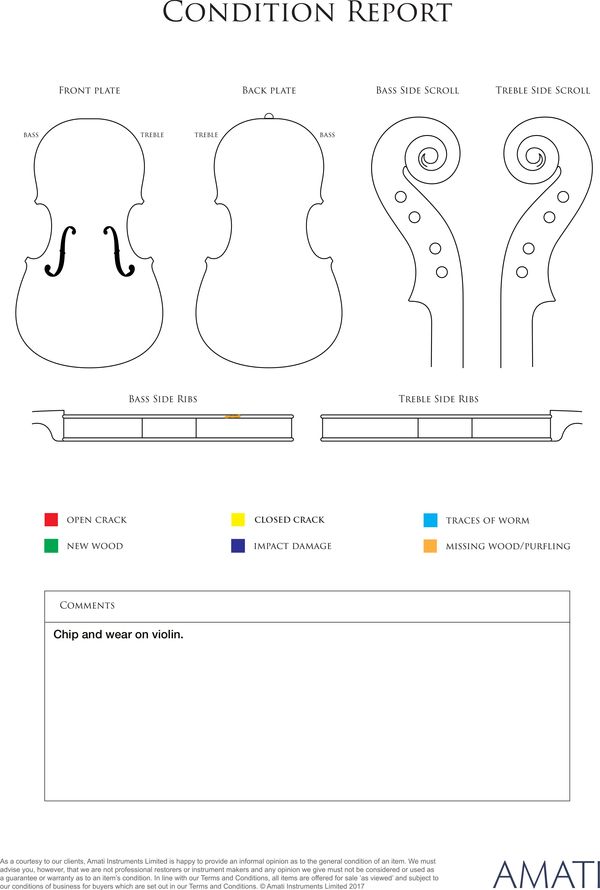 A violin, circa 1900 - condition report