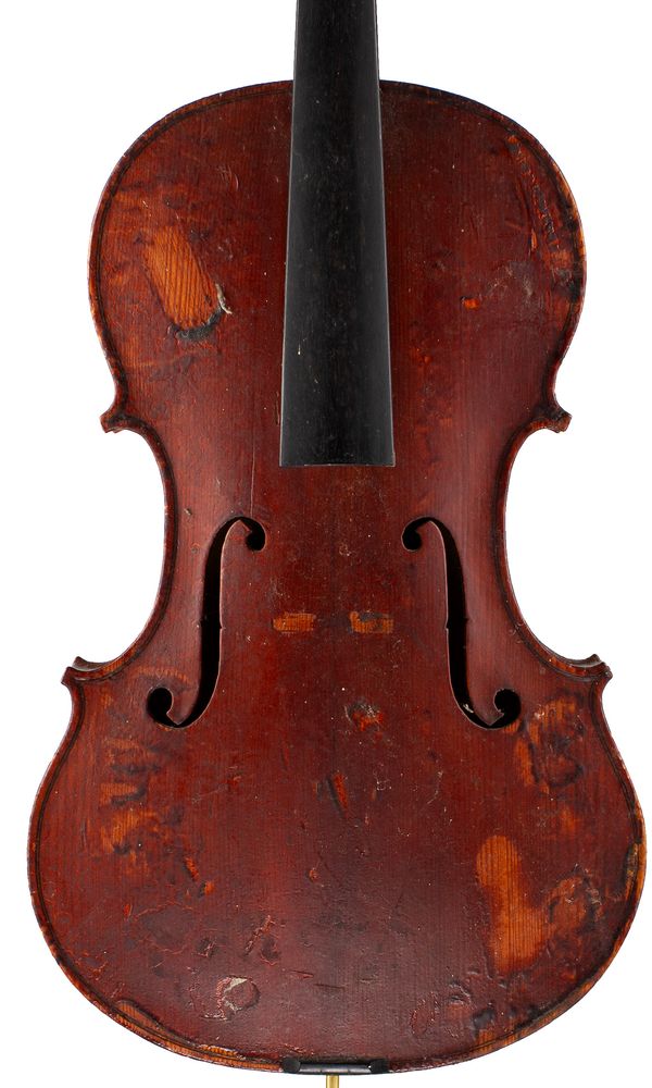 A viola, labelled Arthur E. Shaw