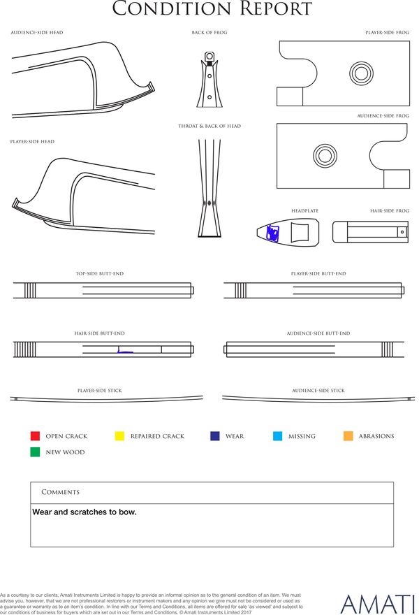 A silver-mounted violin bow, workshops of Paesold, Germany, circa 1970 - condition report