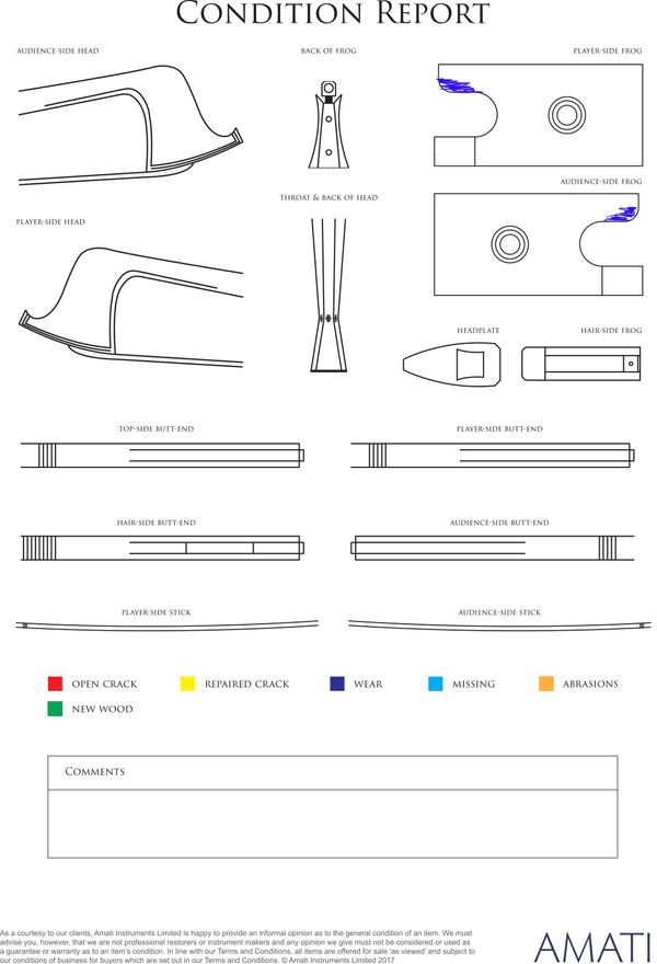 A silver-mounted violin bow, Germany, circa 1950 - condition report