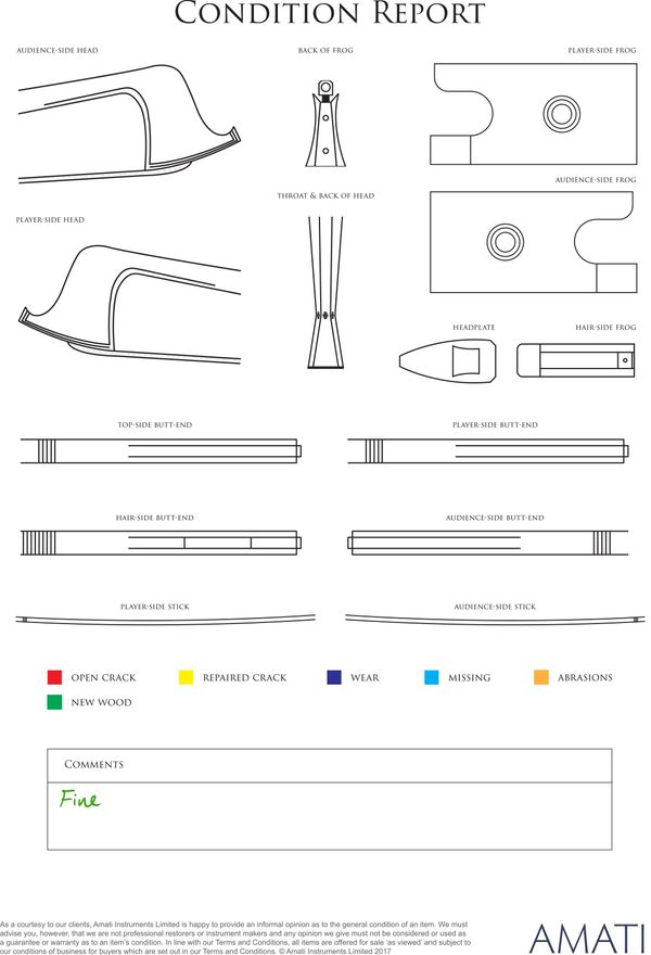 A silver-mounted violin bow, Germany, circa 1930 - condition report