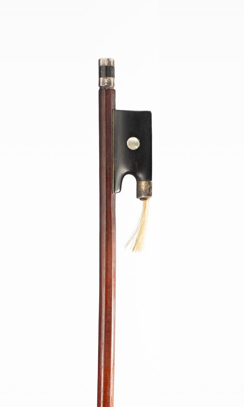 A silver-mounted violin bow, unbranded