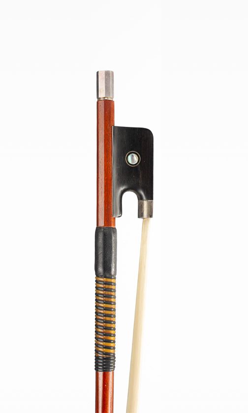 A silver-mounted cello bow, unbranded