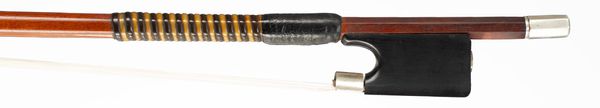 A silver-mounted, self adjusting violin bow, unbranded