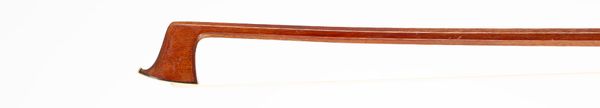 A nickel-mounted violin bow, branded Lowendall's