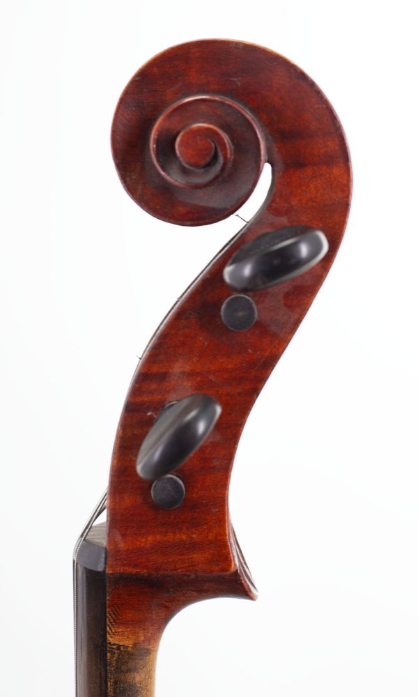 A half-sized cello, Workshop of Jérôme Thibouville-Lamy, Mirecourt, circa 1900 - scroll