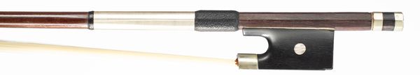 A nickel-mounted brazilwood violin bow, Mirecourt, circa 1900