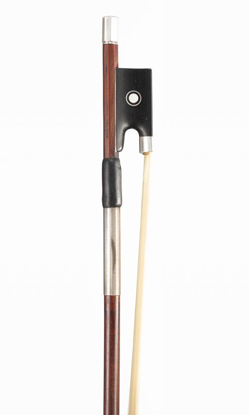 A silver-mounted violin bow by Gustav Prager, Germany