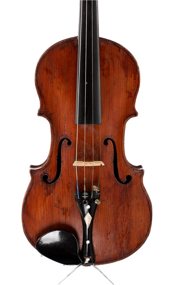 A violin, labelled John Wouldhave, North Shields