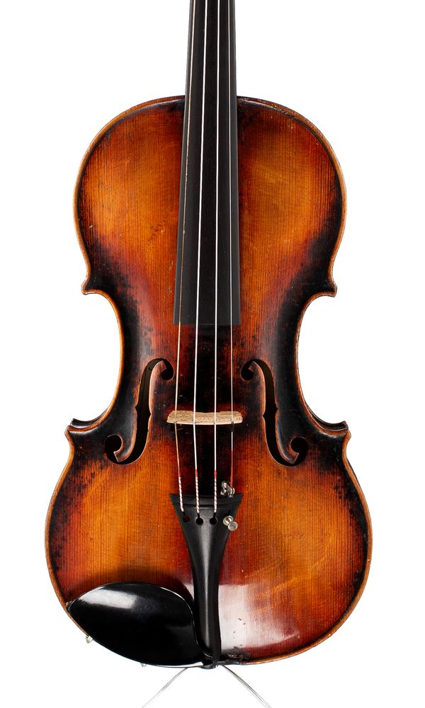 A violin, labelled Montenari Attilio, Fano, 1920