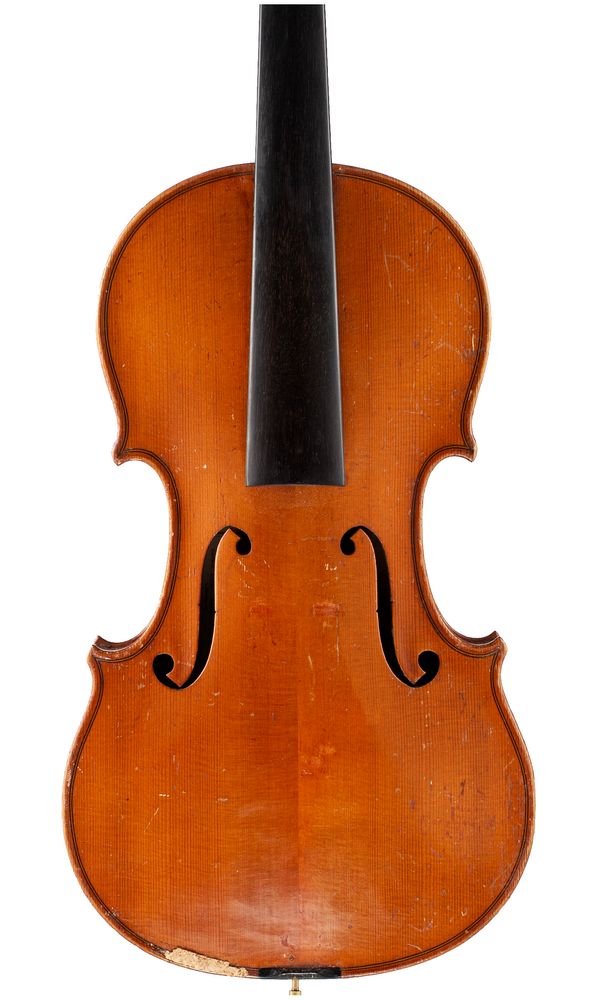 A violin, labelled Hawkes & Son's Tyrolese Violin