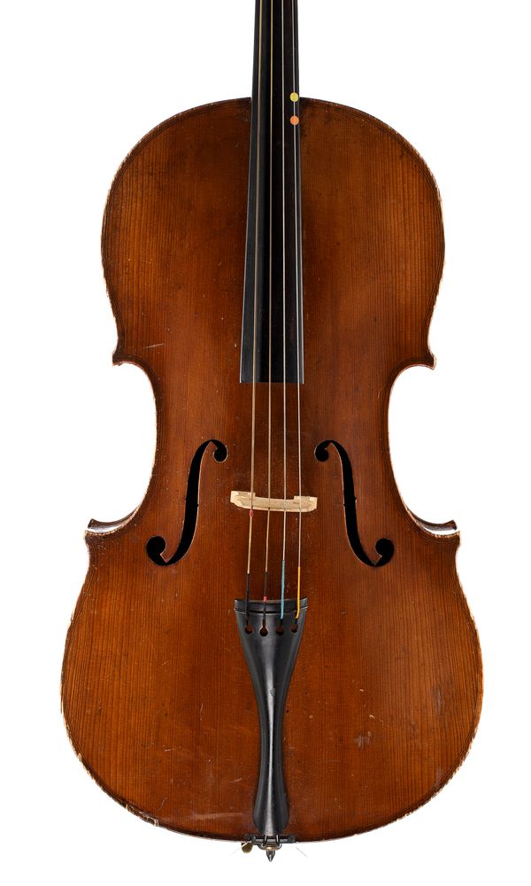 A three-quarter sized cello, unlabelled