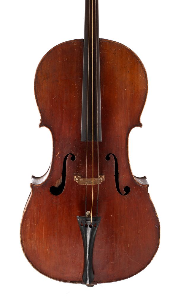 A child-sized cello, unlabelled