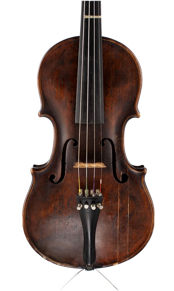 A violin, labelled Carlo Bergonzi