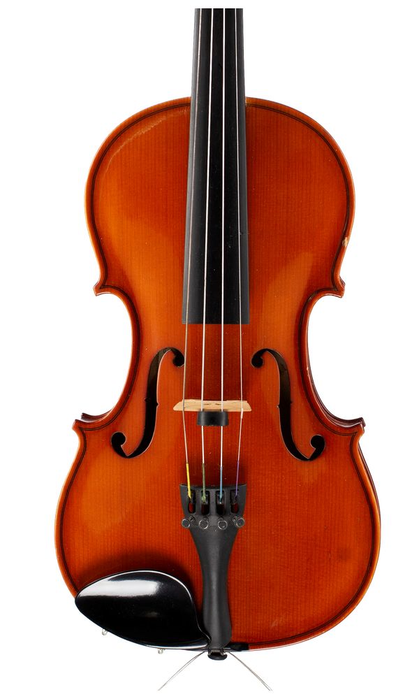A violin, labelled Andreas Zeller