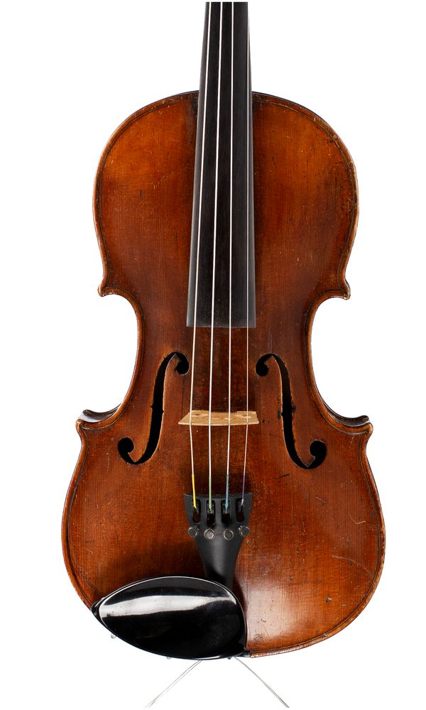 A violin, labelled Joseph Guarnerius