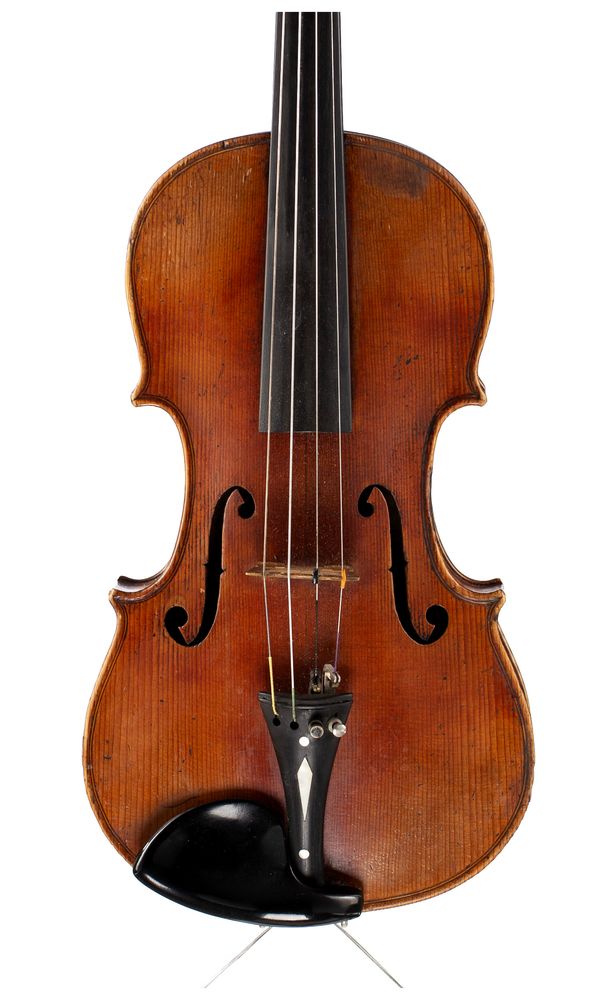 A violin, labelled Joseph Guarnerius