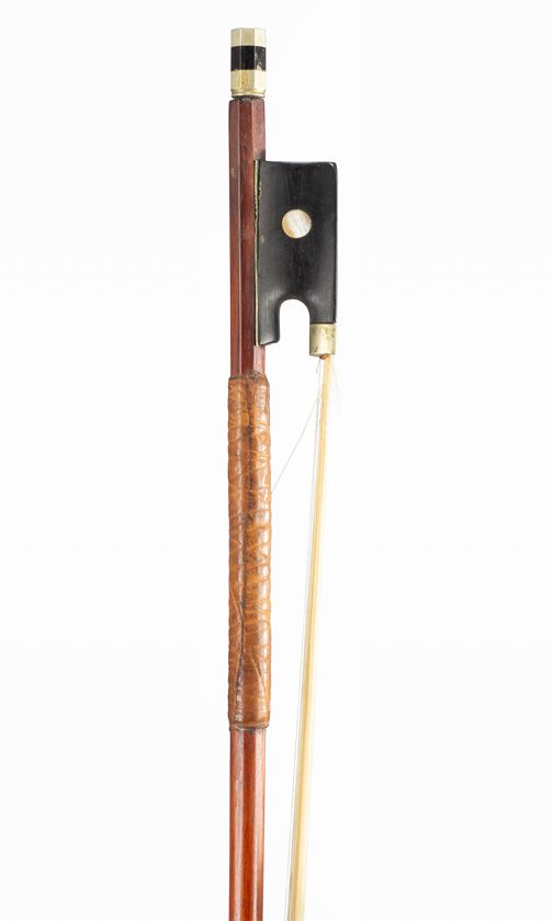 A nickel-mounted violin bow, School of Maire, France