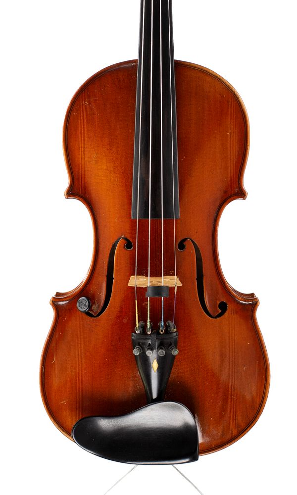 A violin, labelled Silvius de Lellis