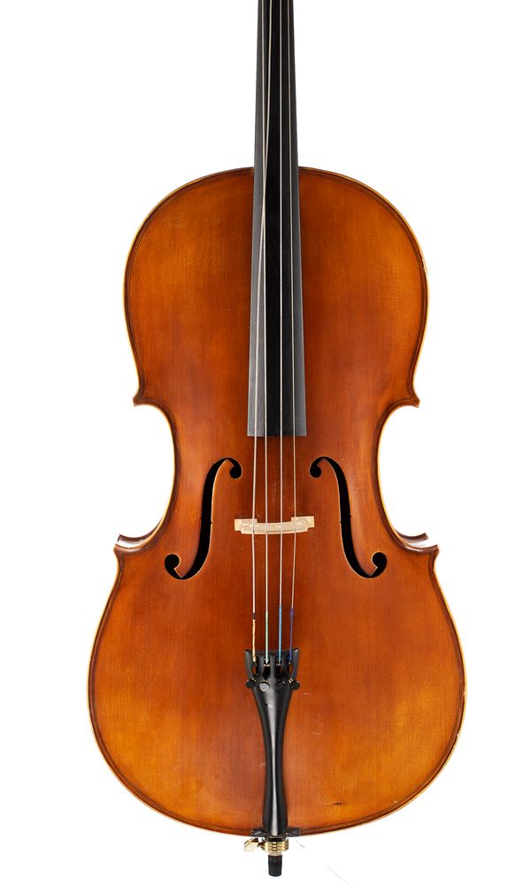 A child-sized cello, unlabelled