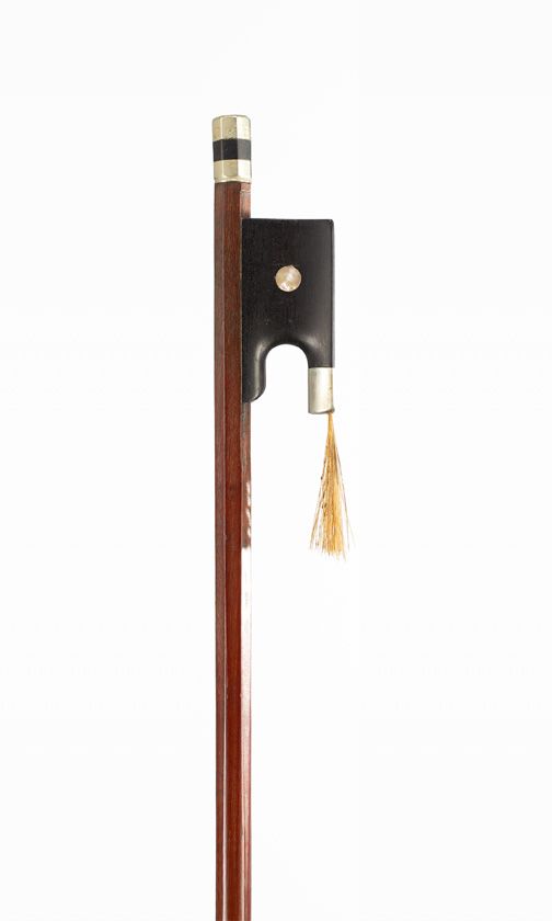 A nickel-mounted violin bow, probably France, late 19th Century