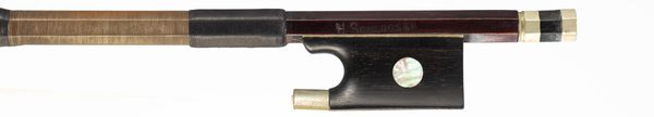 A nickel-mounted violin/viola bow, Germany, branded H. Schlosser