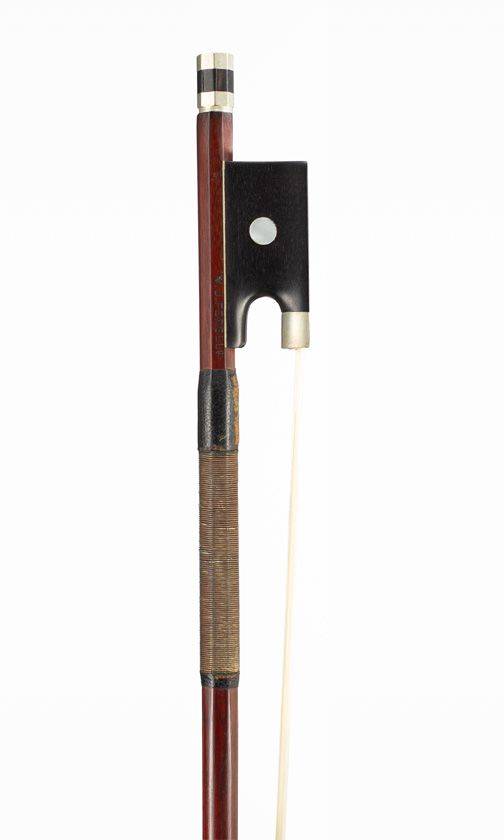 A nickel-mounted violin bow, Mirecourt, circa 1910