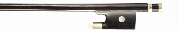 A nickel-mounted violin bow, probably Mirecourt, circa 1860