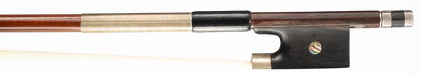 A silver-mounted violin bow, unbranded