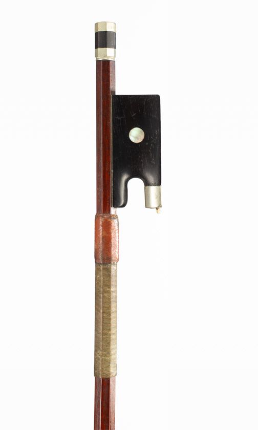 A nickel-mounted three-quarter sized violin bow, Germany, 20th Century