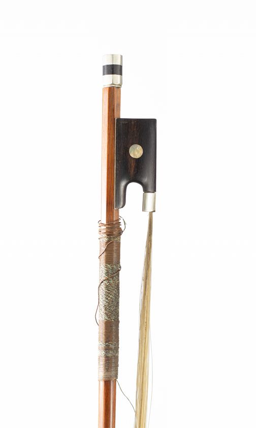 A nickel-mounted three-quarter sized violin bow, Germany, 20th Century