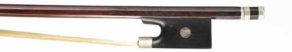 A nickel-mounted violin bow, probably by Cuniot Hury, Mirecourt, circa 1900