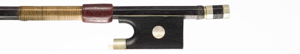 A nickel-mounted cello bow, probably Mirecourt, circa 1830