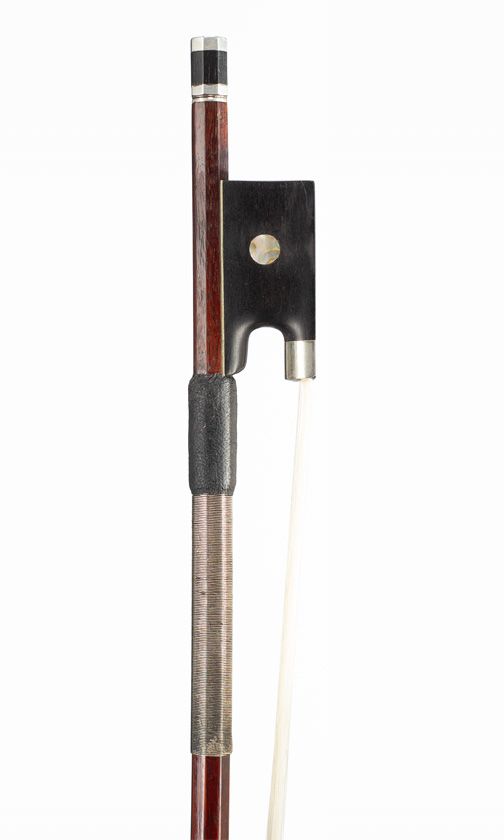 A nickel-mounted violin bow, probably France, circa 1900