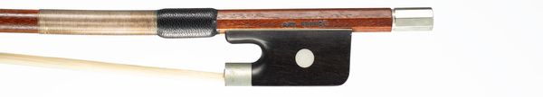 A nickel-mounted cello bow, Mirecourt, circa 1970