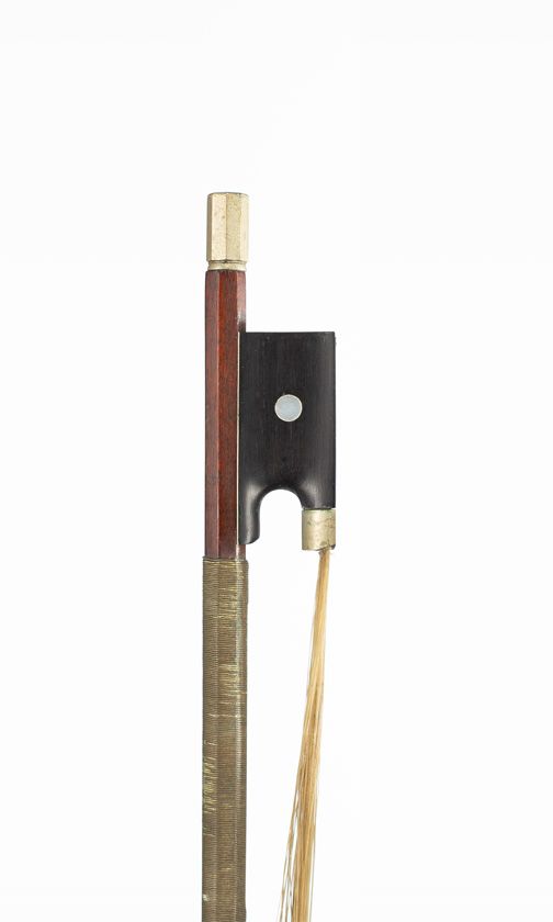 A nickel-mounted violin bow, probably France, circa 1900