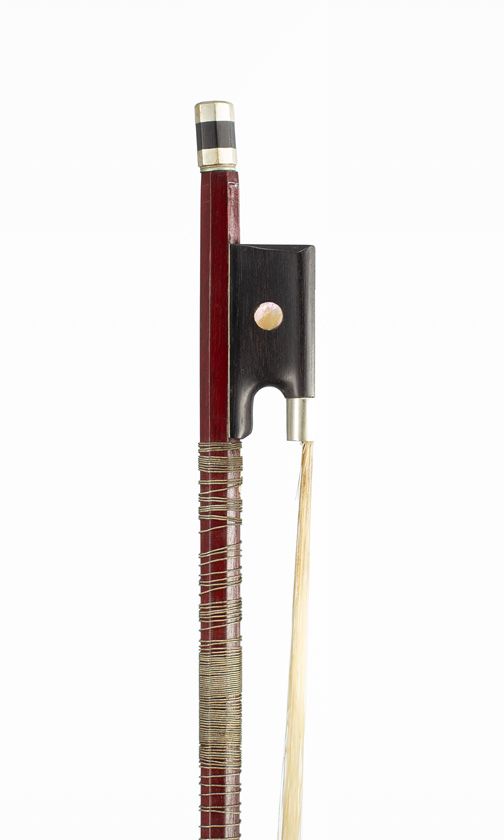 A nickel-mounted violin bow, France, circa 1910