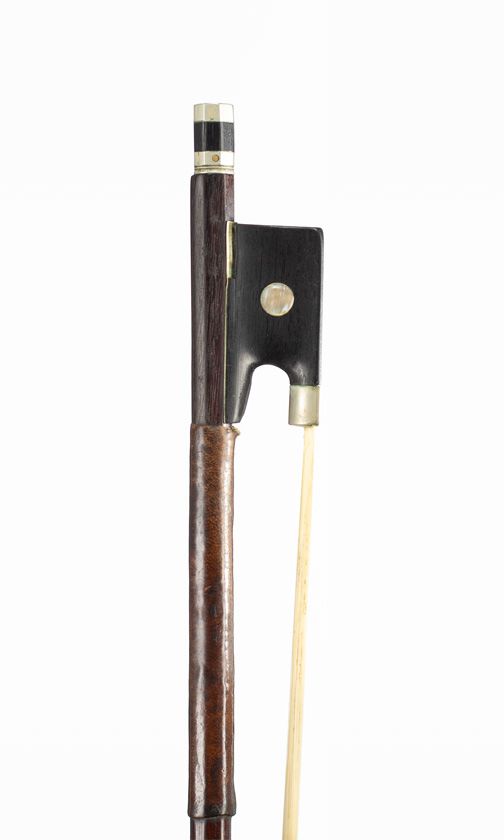 A nickel-mounted violin bow, unbranded