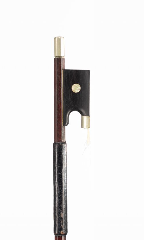 A nickel-mounted violin bow, unbranded